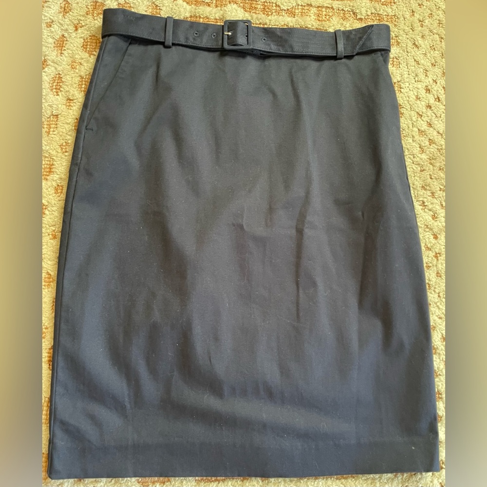 J. Crew Belted Navy Pencil Skirt